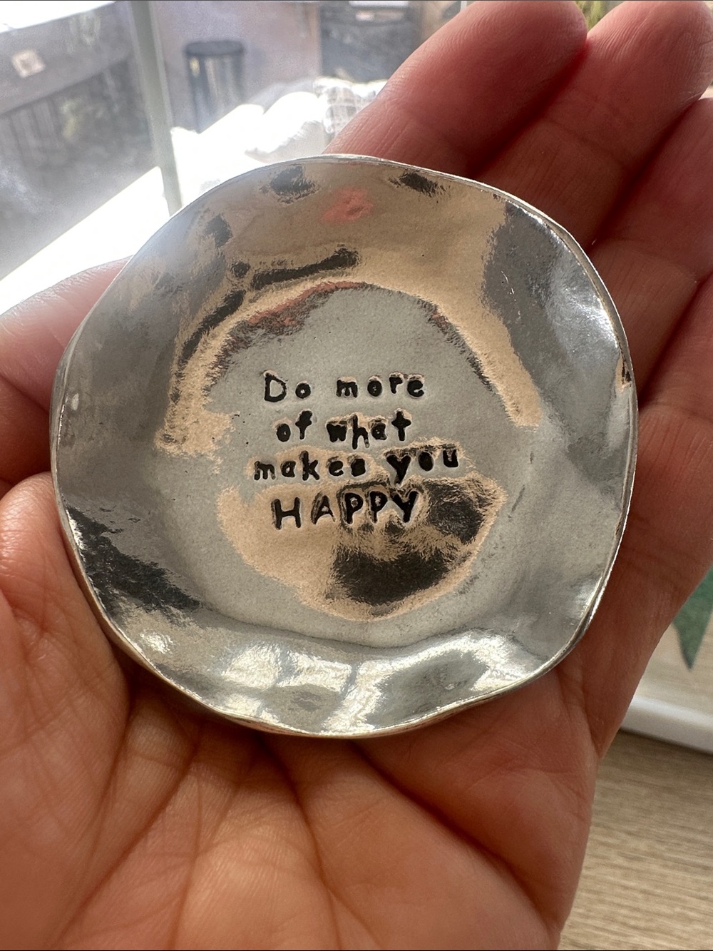 Silver Inspirational Trinket Dish - 'Do More of What Makes You Happy'